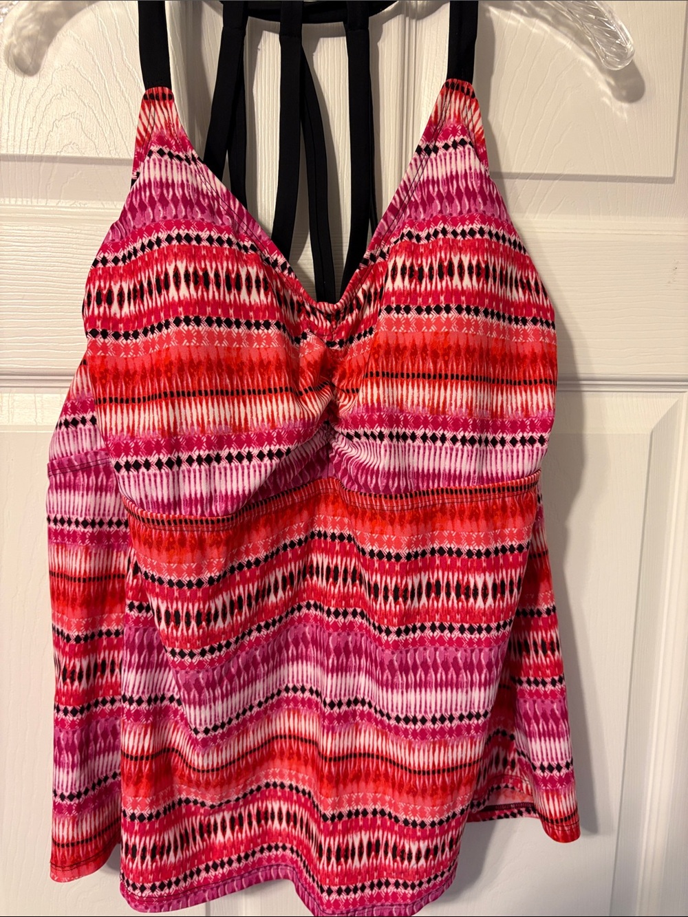 Ava Viv Women’s Pink & Red Striped Halter Swim Top